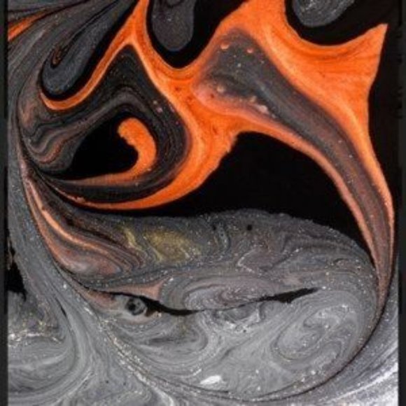 Orange black contemporary Abstract art print - Picture 2 of 2